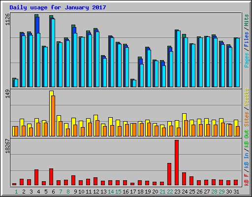 Daily usage for January 2017