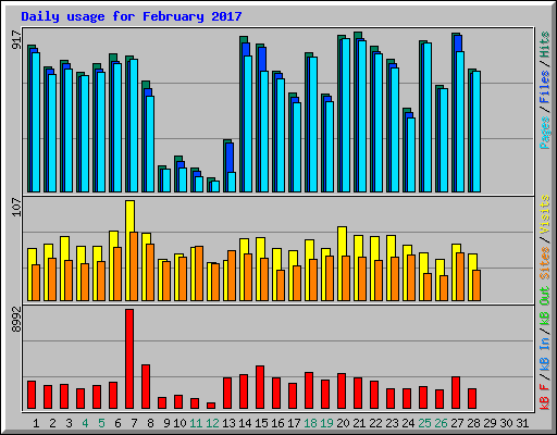 Daily usage for February 2017
