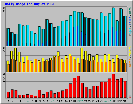 Daily usage for August 2023