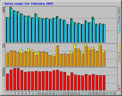 Daily usage for February 2025